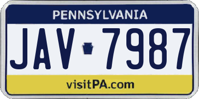 PA license plate JAV7987