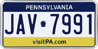 PA license plate JAV7991