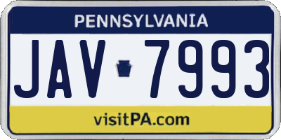 PA license plate JAV7993