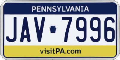 PA license plate JAV7996