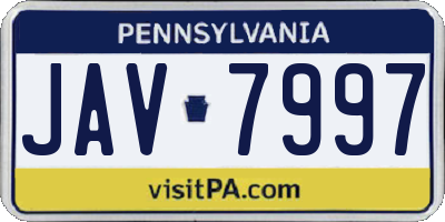 PA license plate JAV7997