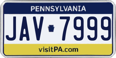 PA license plate JAV7999