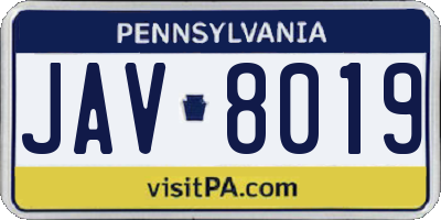 PA license plate JAV8019