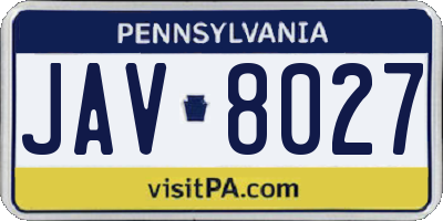 PA license plate JAV8027