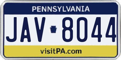 PA license plate JAV8044