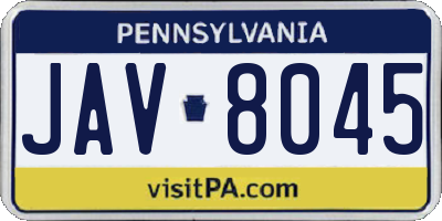 PA license plate JAV8045