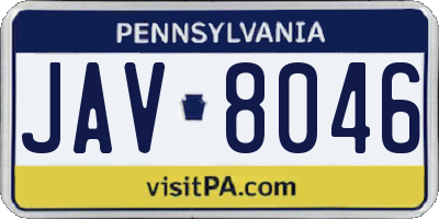 PA license plate JAV8046