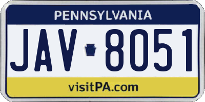 PA license plate JAV8051