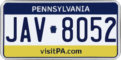 PA license plate JAV8052