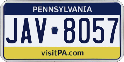 PA license plate JAV8057