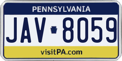 PA license plate JAV8059