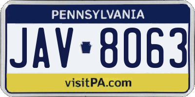 PA license plate JAV8063