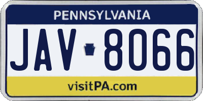 PA license plate JAV8066