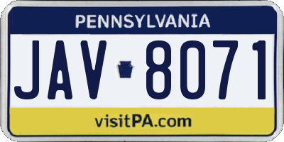 PA license plate JAV8071