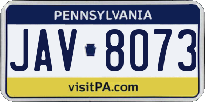 PA license plate JAV8073