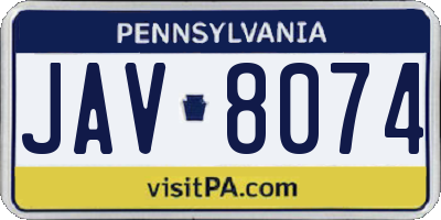 PA license plate JAV8074