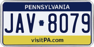 PA license plate JAV8079