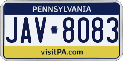 PA license plate JAV8083
