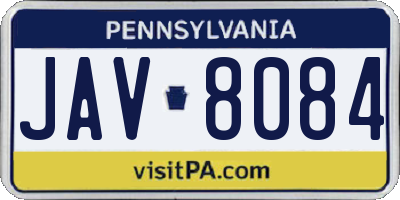 PA license plate JAV8084