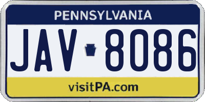 PA license plate JAV8086