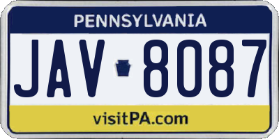 PA license plate JAV8087