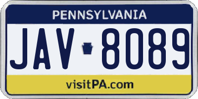 PA license plate JAV8089