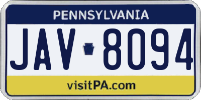 PA license plate JAV8094