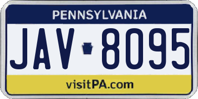 PA license plate JAV8095