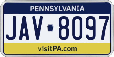 PA license plate JAV8097