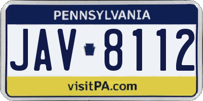 PA license plate JAV8112
