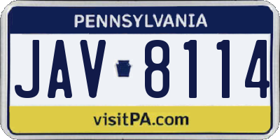 PA license plate JAV8114