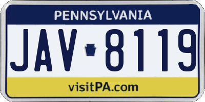 PA license plate JAV8119