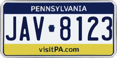 PA license plate JAV8123