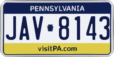 PA license plate JAV8143