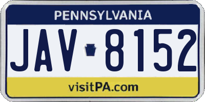 PA license plate JAV8152