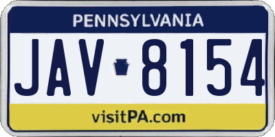 PA license plate JAV8154