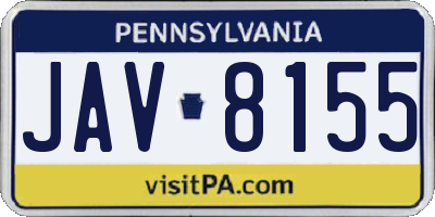 PA license plate JAV8155