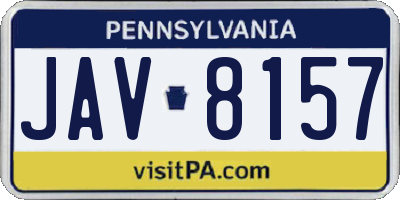 PA license plate JAV8157