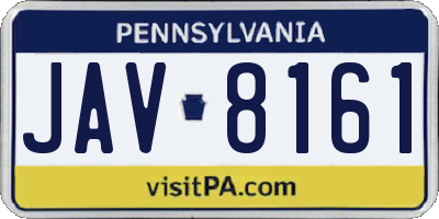 PA license plate JAV8161