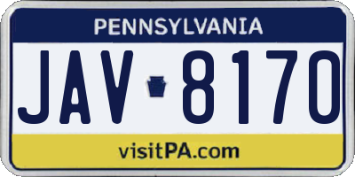 PA license plate JAV8170