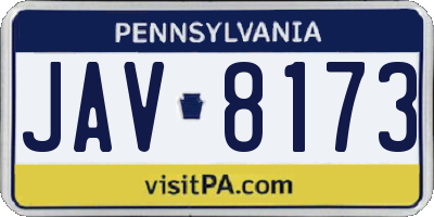 PA license plate JAV8173