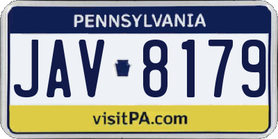 PA license plate JAV8179