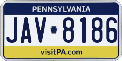PA license plate JAV8186