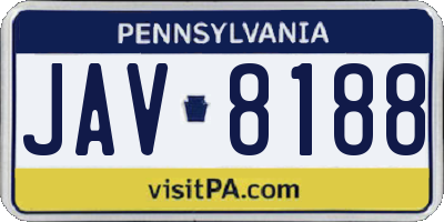 PA license plate JAV8188