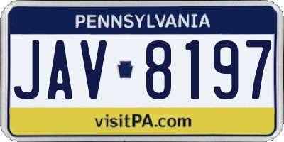 PA license plate JAV8197