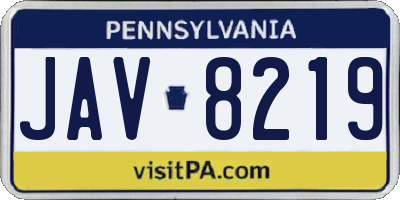 PA license plate JAV8219