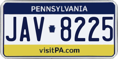 PA license plate JAV8225