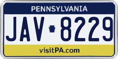 PA license plate JAV8229