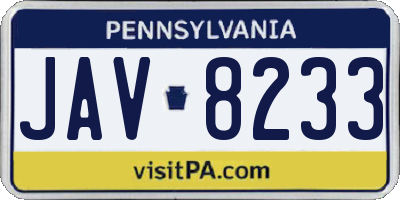 PA license plate JAV8233
