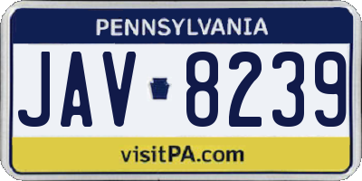 PA license plate JAV8239